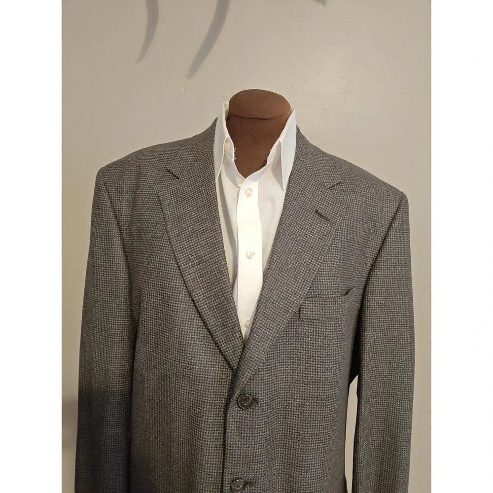 Givenchy Vintage Mens Brown Check Blazer Sport Coat 44L Made in USA 3 Button